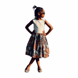 Stylish Sleeveless Cream-Colored Girls' Dress
